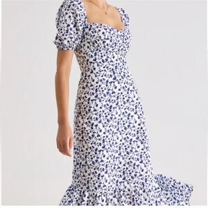 Blue & white midi dress